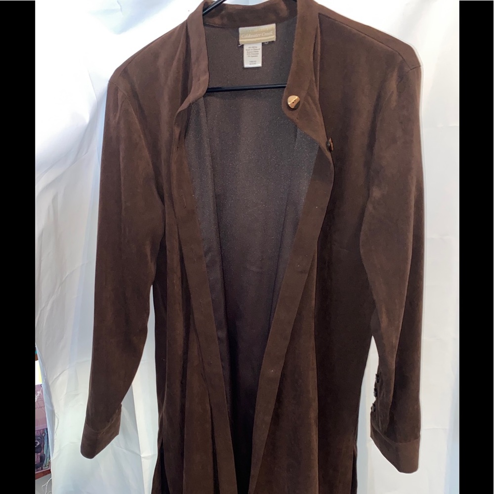 Coldwater creek duster jacket dark brown size large side slits